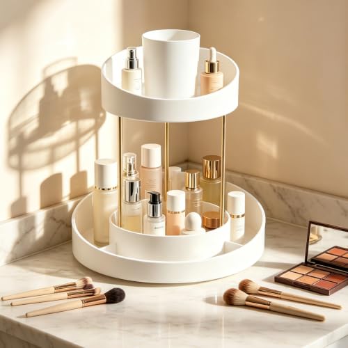 GTI 360° Rotating Bathroom Organizer - 2-Tier Vanity Storage, White