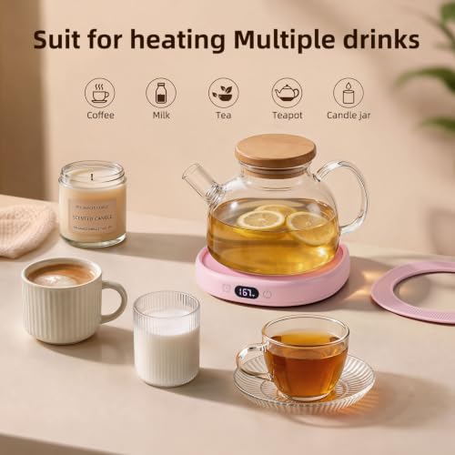Pink Coffee Mug Warmer Set - Smart Electric Tea & Coffee Cup Warmer for Desk