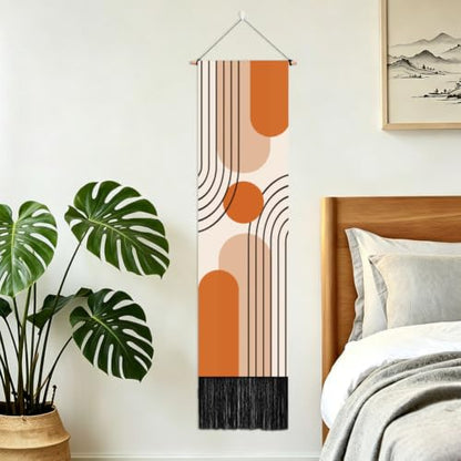 Vertical Tapestry Wall Art Decor Set - Boho Minimalist with Tassels, 2 Pieces