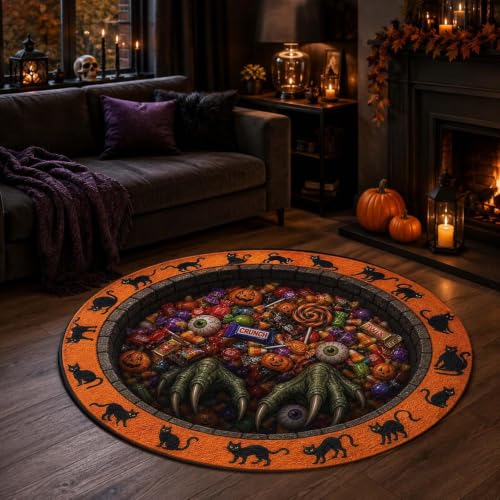 3D Halloween Rug - 24 Inch Optical Illusion Door Mat Black Variation 15