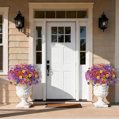 Outdoor Artificial Flowers Set - Faux Mums & Blooming Plants for Garden & Decor