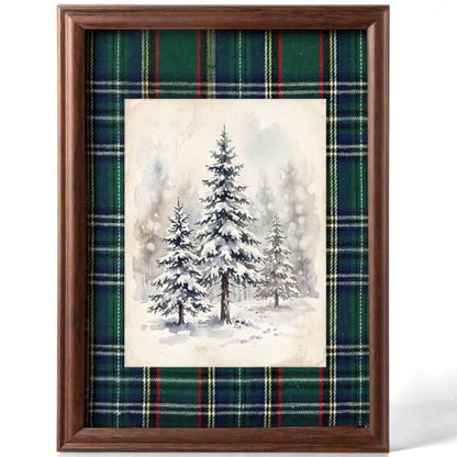 Dark Green Scottish Tartan Plaid Fabric Christmas Frame Wall Art - Variation of THIS listing
