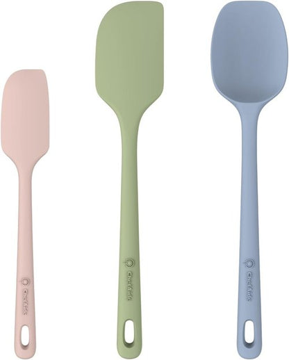 ChefAide Silicone Spatula Set - 3 Pieces, Heat Resistant, Ergonomic Grip for Nonstick Cookware