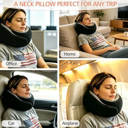 Travel Neck Pillow Memory Foam Airplane Cushion Black 1 Pack - One Size Fits Most