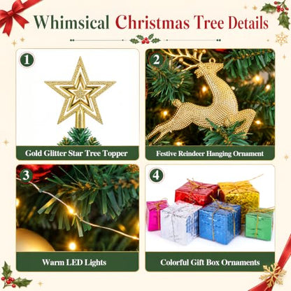 Mini Christmas Tree with Lights - 2 Ft Tabletop Holiday Tree Set of 2, Green