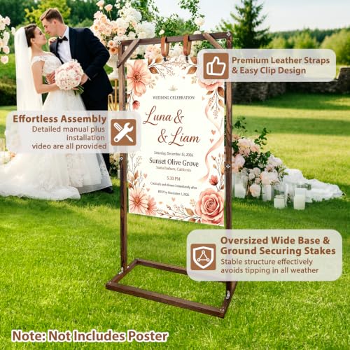 Wooden Welcome Sign Stand for Wedding & Event Decor - 63 x 30 Inch