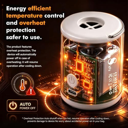 Orange Portable Air Pump for Inflatables with Camping Light, Rechargeable Mini Electric Inflator