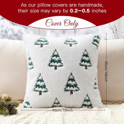 Artscope Christmas Throw Pillow Covers 18x18 Set of 2 - White Tree Design