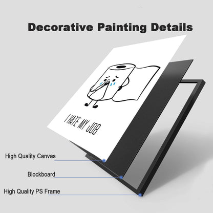 Ovdang Funny Toilet Paper Art | Black & White Framed Canvas Print for Modern Bathrooms