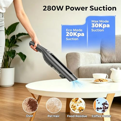 Gray Cordless Vacuum Cleaner Stick Vacuum with 30KPa Suction and Charging Base
