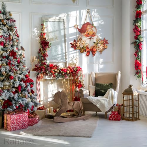 Christmas Wooden Hanging Sign Santa Welcome Door Decor for Indoor Outdoor Holiday