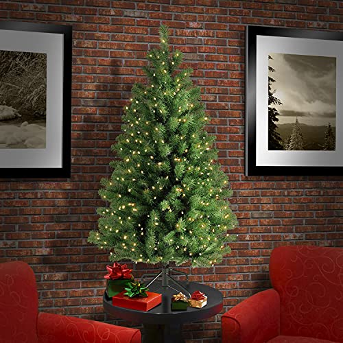 4.5ft Pre-Lit North Valley Spruce Christmas Tree - Includes 200 Lights, Hinged Branches, 32in Base