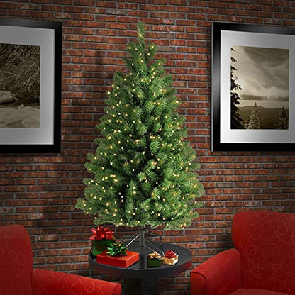 4.5ft Pre-Lit North Valley Spruce Christmas Tree - Includes 200 Lights, Hinged Branches, 32in Base