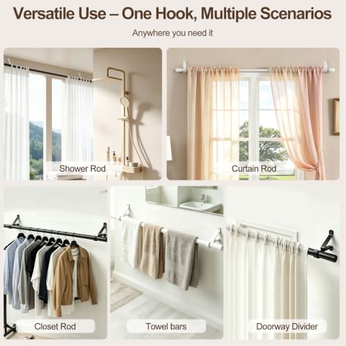 Heavy Duty Adjustable Curtain Rod Brackets 3 Pack - Supports 30 lb