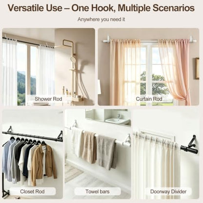 Heavy Duty Adjustable Curtain Rod Brackets 3 Pack - Supports 30 lb