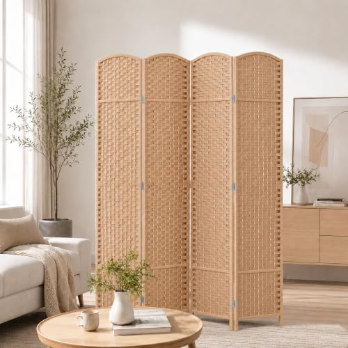 4-Panel Room Divider Screen, 69'' Tall, Natural Woven Privacy Panel — 4-Panel Variation