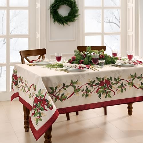 Holiday Tablecloth 60x120 Inch - Villeroy & Boch Winter Bows & Garland Set