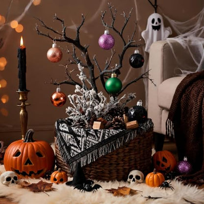 Halloween Mini Ornament Set - 1.57 Inch Purple, Orange, Green, Black Decor