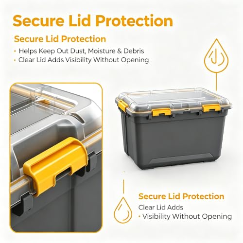19.8 Gallon Waterproof Storage Bin with Impact-Resistant Latches - Garage Organization