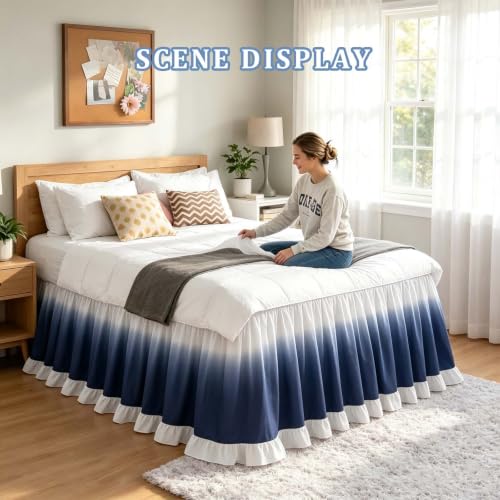 Black Twin XL Bed Skirt 25-Inch Drop Dust Ruffle for Dorm & Bedroom - Extended Size
