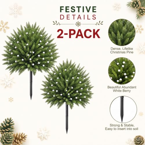 Artificial Norfolk Topiary Trees 23 Inch Set for Outdoor Porch & Garden