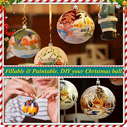 12 Pack Clear Fillable Christmas Ornaments for Crafts, 3.15 Inch Holiday Decor