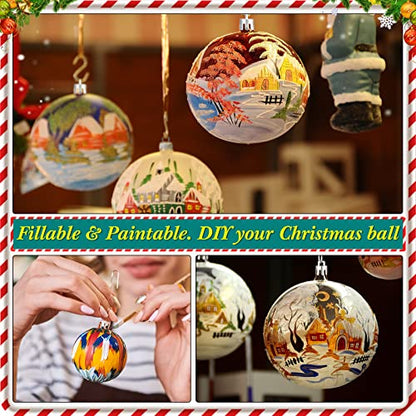 12 Pack Clear Fillable Christmas Ornaments for Crafts, 3.15 Inch Holiday Decor