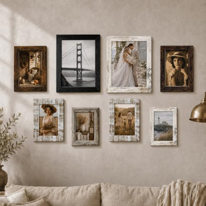 Antique Brown 4x6 Picture Frame - Rustic Vintage Photo Frame with Real Glass
