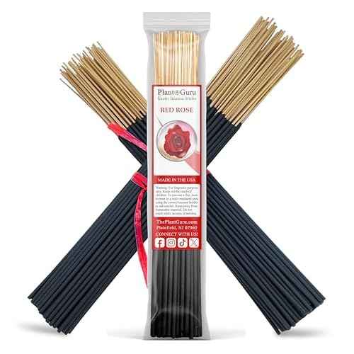Red Rose Incense Sticks 11" - 1 Bundle 85 to 100 Sticks - Smooth and Clean Long Burn Time, 45 to 60 Minutes.