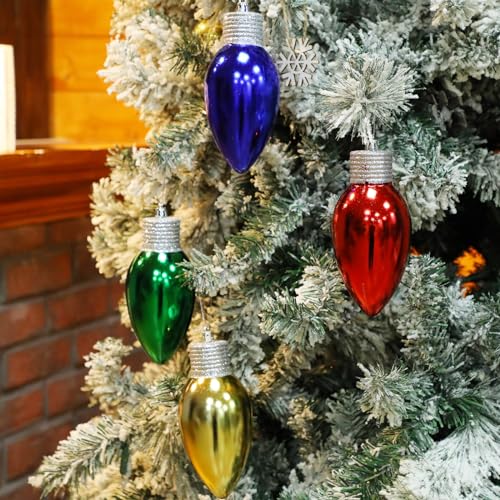 12 Pcs 6 Inch Christmas Lightbulb Ornaments for Outdoor Tree Decor