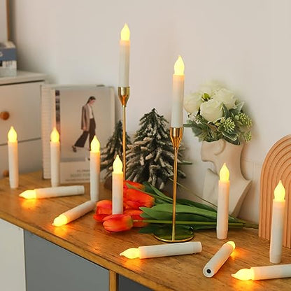 24 Pack Flameless Taper Candles Battery Operated LED Candlesticks No Remote - Warm Yellow Light