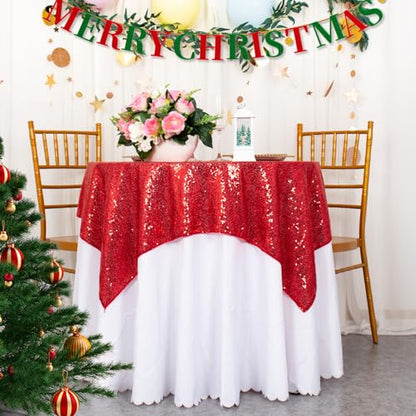 Red Sequin Tablecloth 72x72 Inch Square Pack of 2 Christmas Wedding Party Decor