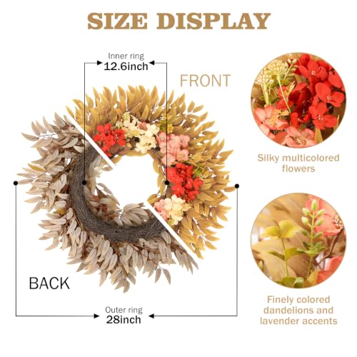 Agusbagli 28-Inch Fall Wreath with Eucalyptus & Hydrangea - Orange