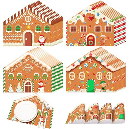Christmas Gingerbread House Disposable Paper Placemats - 36 Pack