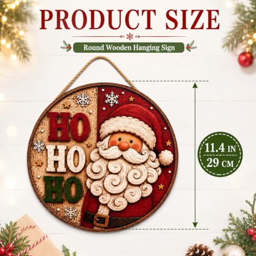 Christmas Decorations Santa Welcome Sign for Front Door - Red White Green