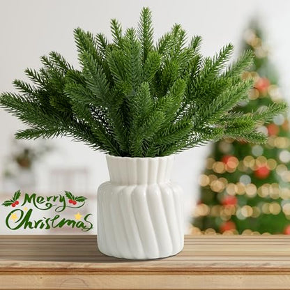 Artificial Pine Needles Branches Garland - 45 Pack, 10.2 x 2.5 Inch Green Holiday Decor