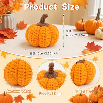 12 Pack Crochet Mini Pumpkins for Fall Thanksgiving Farmhouse Decor