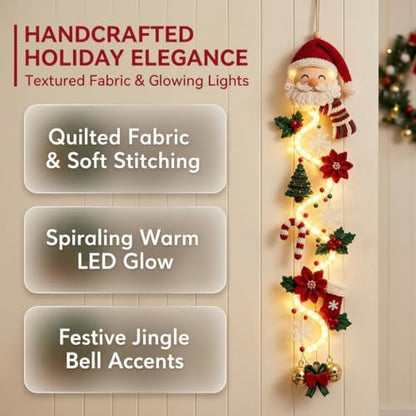 Lighted Christmas Door Hanger Glowing Wreath with Warm LED Lights - Type A
