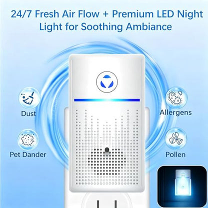 White 4-Pack Mini Air Purifiers for Home and Office - Plug-In Ionizers