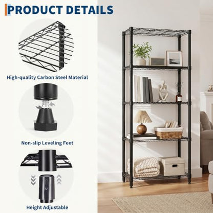 Heavy Duty Metal Storage Shelves 4-Tier Garage Organizer, Adjustable & Rust-Resistant