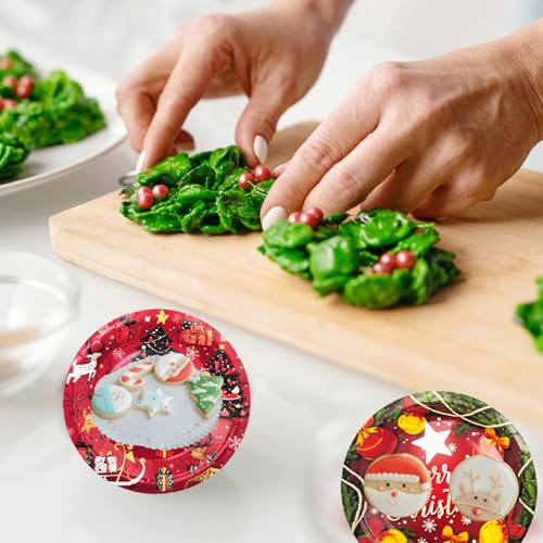 Christmas Paper Plates Disposable 48 Pcs Watercolor Pine Holiday Dinnerware - Style 3