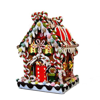 Claydough and Metal Candy House with Lighted Decorations - 8 5/8 Inch