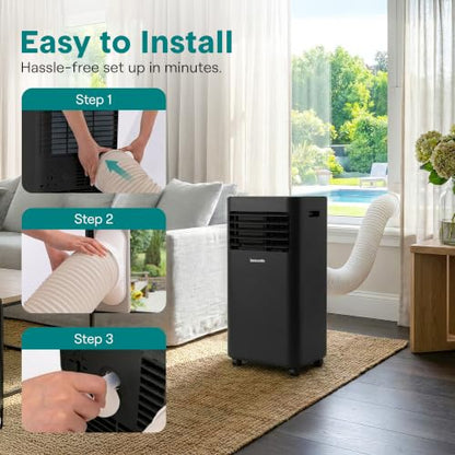 Portable 8,000 BTU Air Conditioner with Dehumidifier & Fan - All-in-One Climate Control