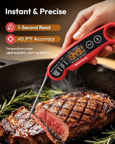 Rechargeable Instant Read Meat Thermometer with LED Display IP65 Waterproof