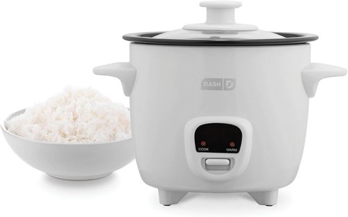 Dash Mini Rice Cooker - Compact Single-Serve Cooker with Nonstick Pot & Keep Warm Function - White