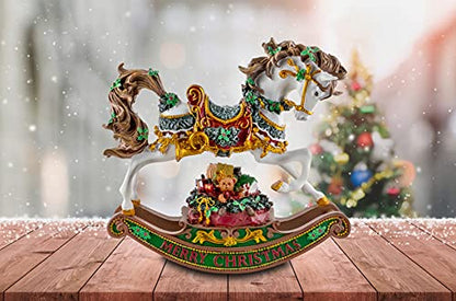 Christmas Rocking Horse Musical Figurine - Handcrafted Holiday Decor