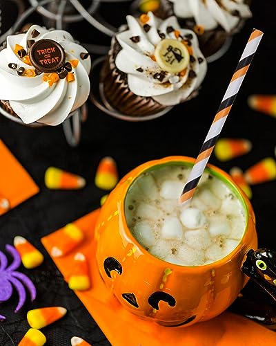 Halloween Paper Straws Penta Angel 50Pcs Pumpkin Bat Spider Wed Skull Pattern - Halloween Pattern