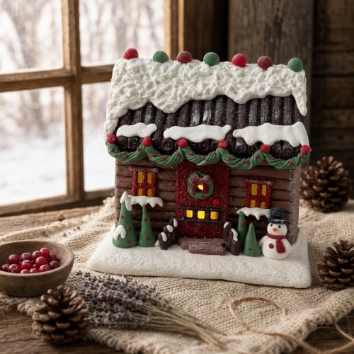 7-Inch Lighted Gingerbread House Christmas Village Decor