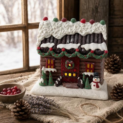 7-Inch Lighted Gingerbread House Christmas Village Decor