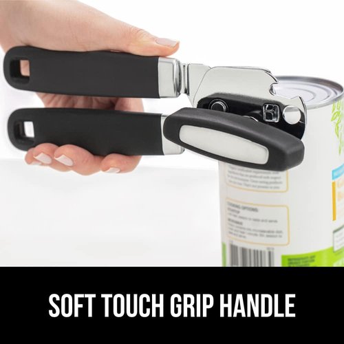 Gorilla Grip Can Opener & Spring-Loaded Scoop - Rust-Proof Stainless Steel | Comfortable Handle, Black